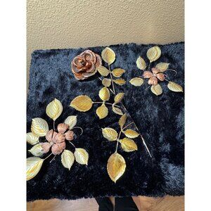 Vintage Copper & Brass Dogwood Rose Floral Wall Art Set